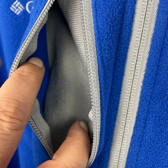 COLUMBIA Unisex Bright Blue Soft Fleece 1/2 Zip Pullover Front Breast Zip Pocket - Picture 5 of 9